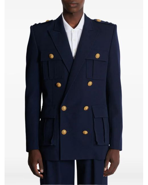 Balmain Blue Saharienne Blazer for men