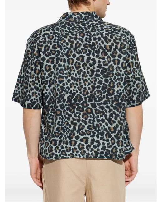 AllSaints Gray Leopard-Pattern Pocket Shirt for men