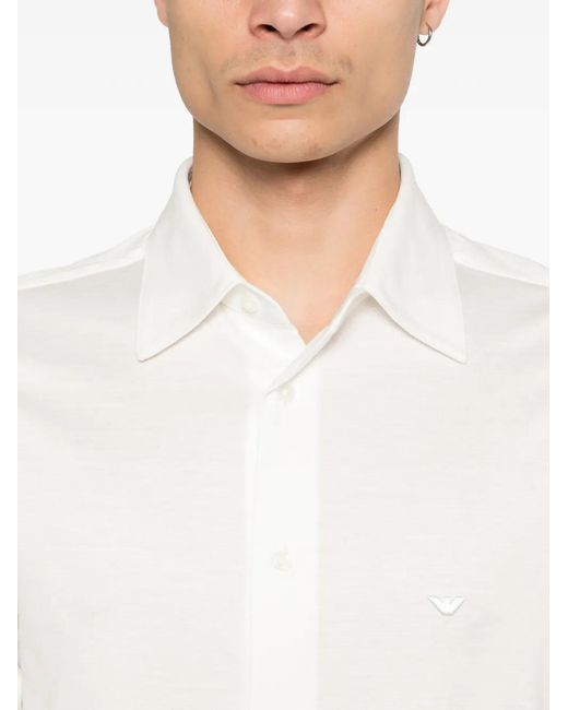 Emporio Armani White Cotton Blend Shirt for men