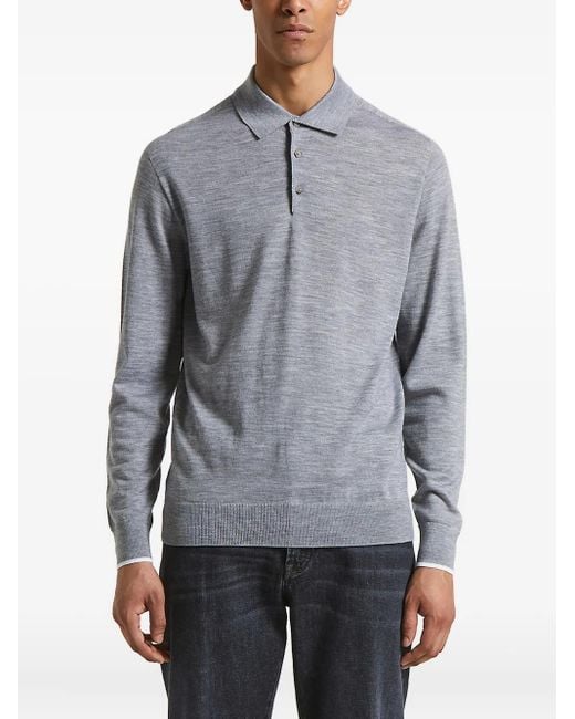 Peserico Langärmeliges Poloshirt in Gray für Herren