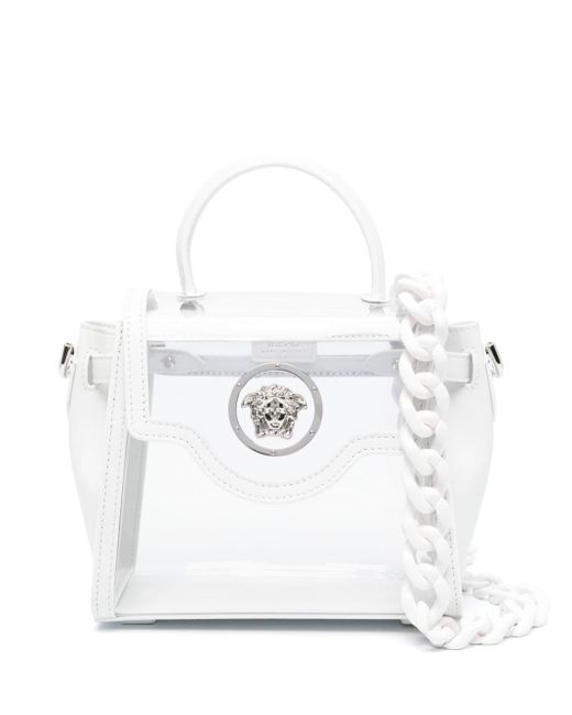 Versace White La Medusa Transparent Shoulder Bag