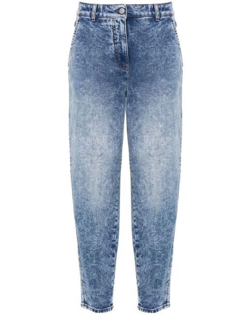 Peserico Jeans Met Toelopende Pijpen En Wassing in het Blue