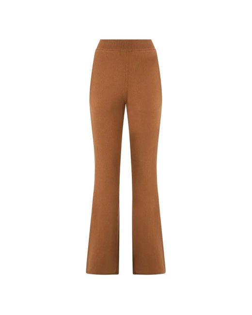Alberta Ferretti Brown Ribbed-Waistband Trousers