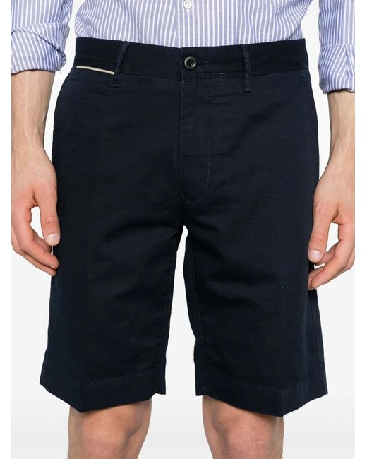 Incotex Blue Logo-Embroidered Linen-Blend Chino Shorts for men