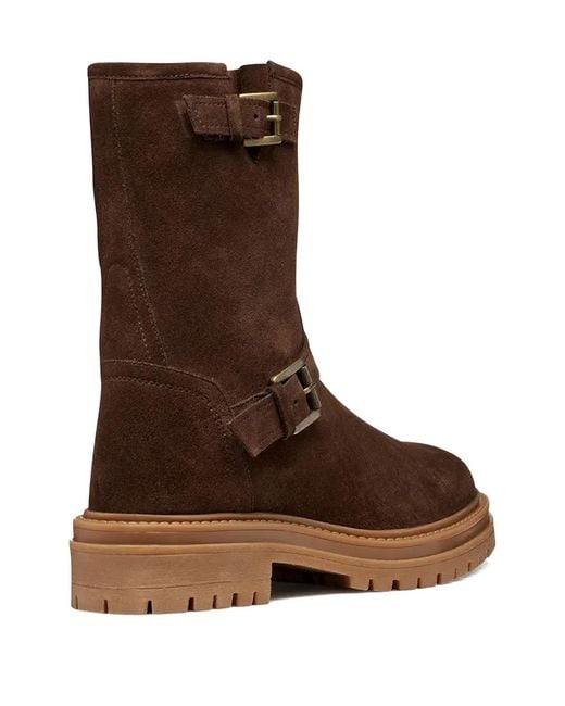 Geox Brown Buckle-Embellishment Suede Boots