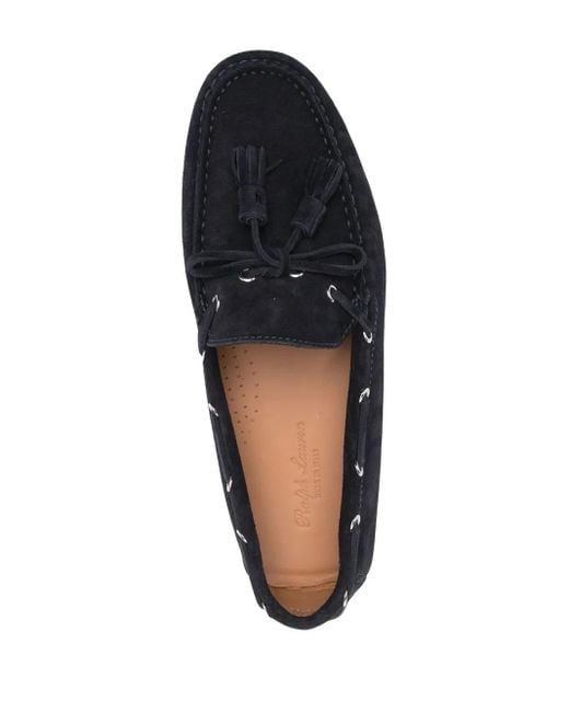 Ralph Lauren Blue Harold Tasselled Suede Loafers for men