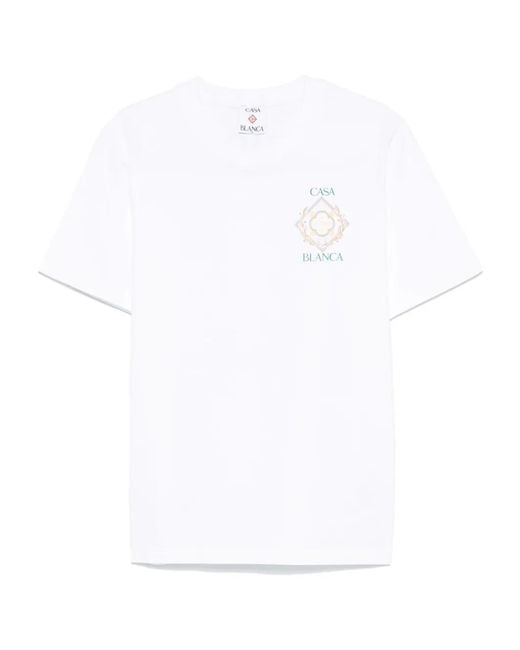 Casablanca White Cotton 'Championship Diamond' T-Shirt With Print for men