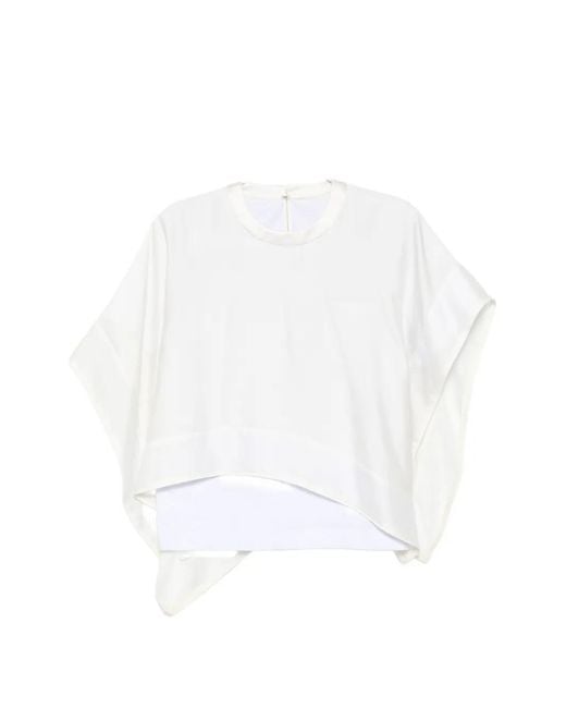 Sacai White Layered-Design Crew-Neck Top