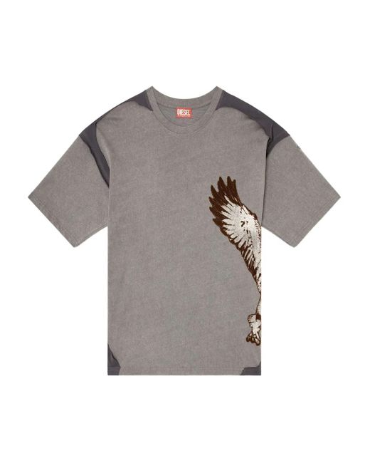 DIESEL T-Boxt-Peeloff T-Shirt Met Vlakken En Adelaarprint in het Gray voor heren
