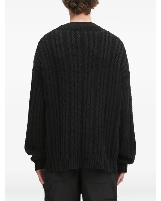 Sky High Farm Black Embroidered V-Neck Sweater for men