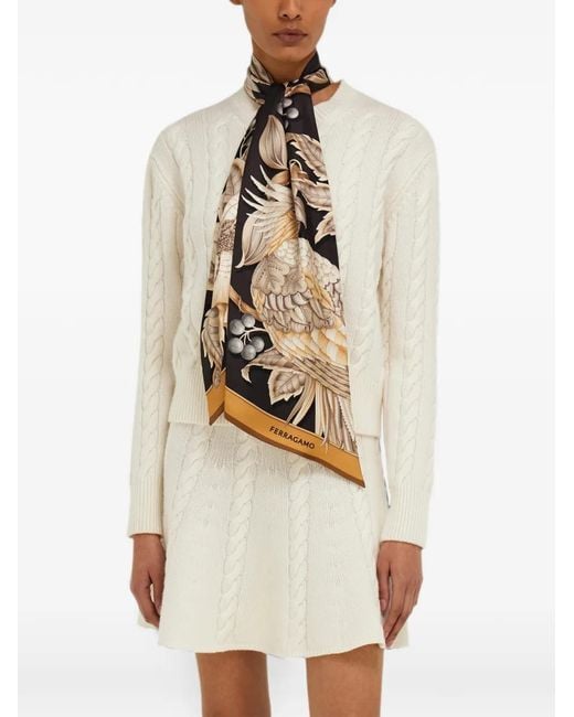 Ferragamo White Parrots-Print Bandeau