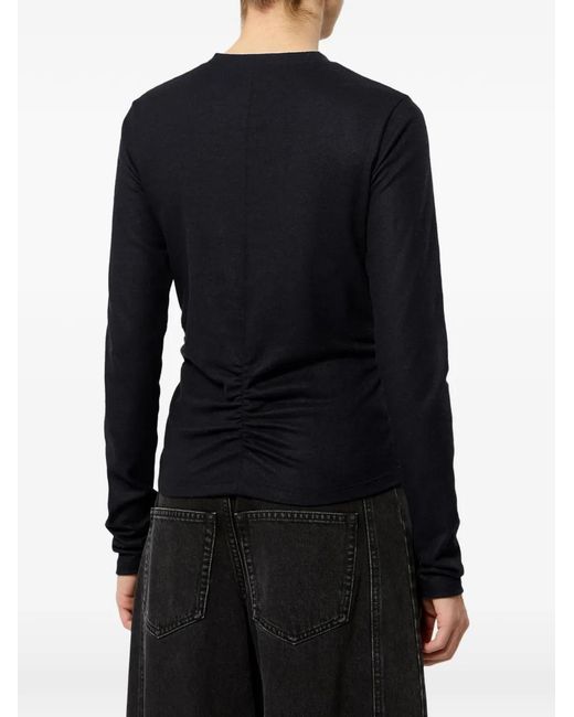 Isabel Marant Black Ruched Jersey Top