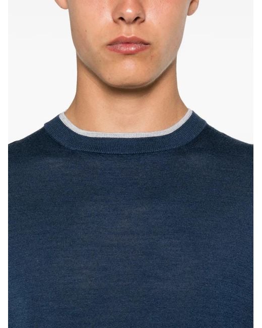 Eleventy Blue Contrast-Trim Sweater for men