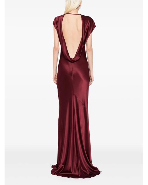 Michelle Mason Red Sleeveless Bias Gown