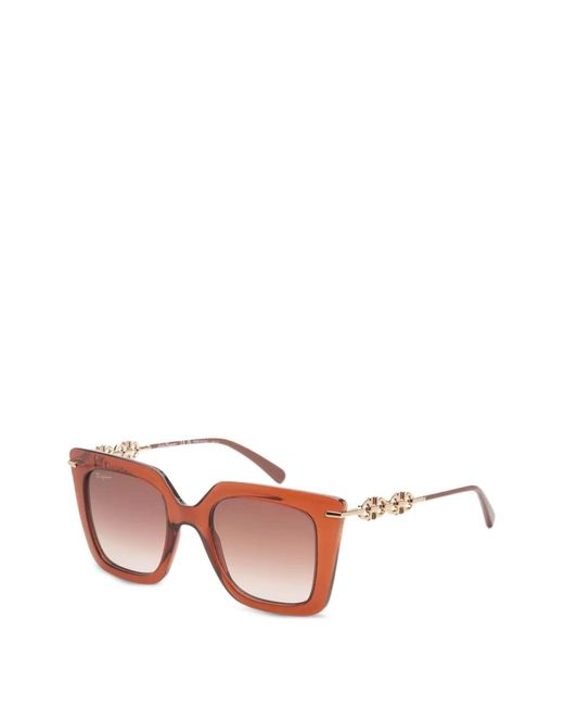 Ferragamo Eyewear Pink Gancini Geometric-Frame Sunglasses