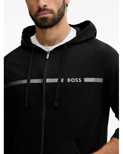 Boss Black Zip-Up Hoodie for men