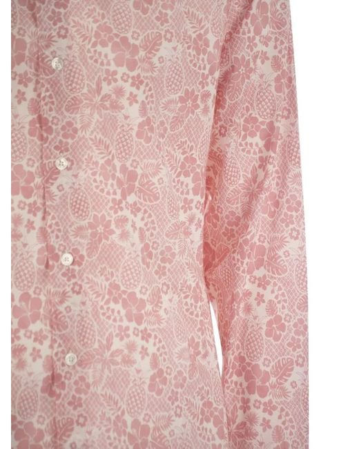 Fedeli Pink Printed Shirt for men
