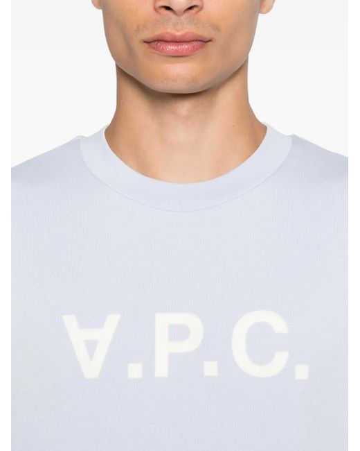 A.P.C. White Logo-Print Crew-Neck Sweatshirt for men