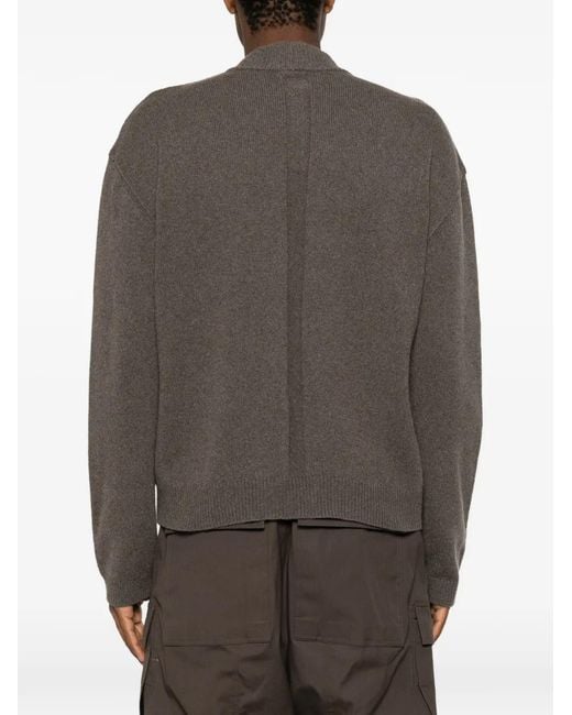 Rick Owens Gray Tommy Lupetto Ribbed-Knit Sweater for men