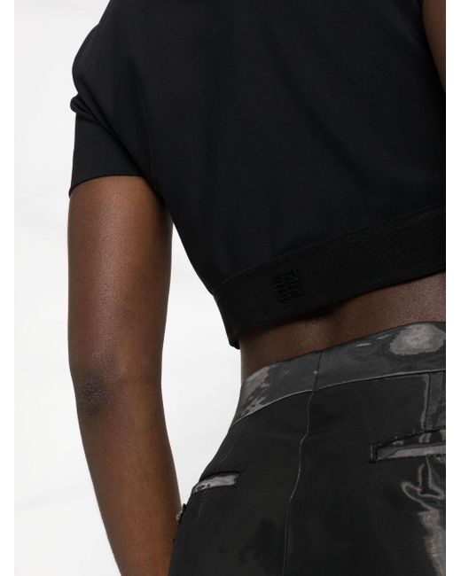 Camiseta corta con cinturilla del logo Givenchy de color Black