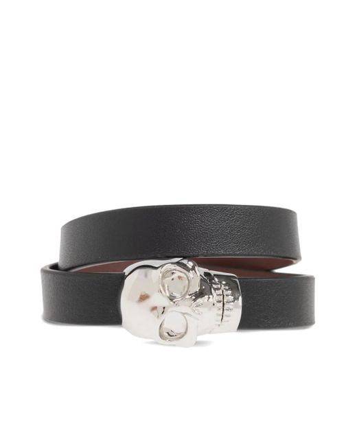 Alexander McQueen Black Skull-Appliqué Bracelet for men