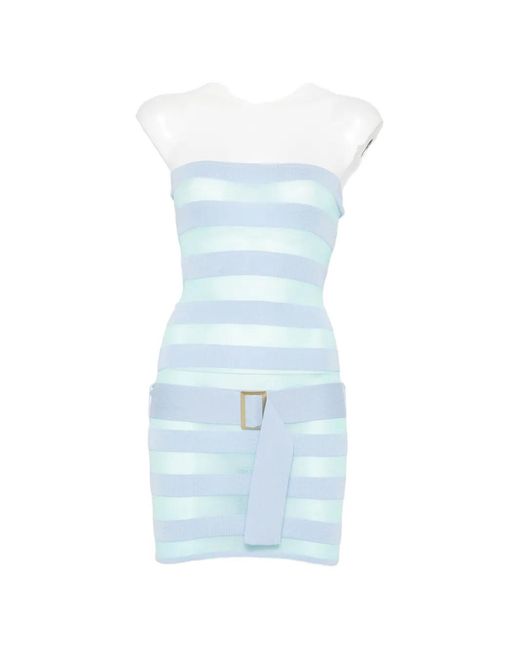 Asta Resort Blue Cora Striped Belted Mini Dress