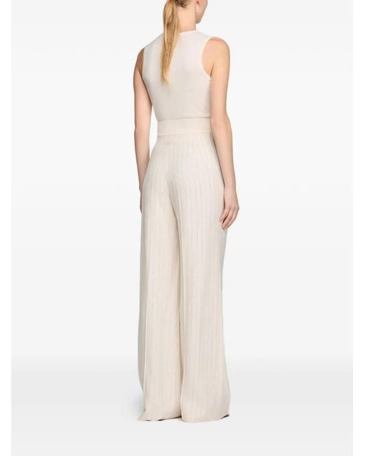 Sandro White Striped Trousers