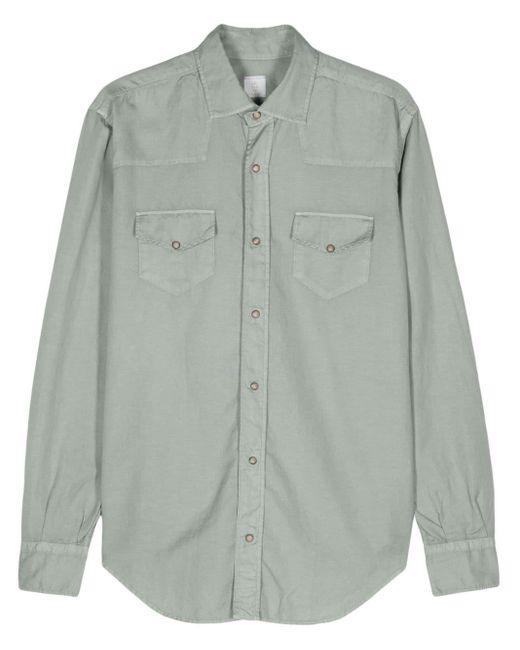 Eleventy Gray Long-sleeve Poplin Shirt for men