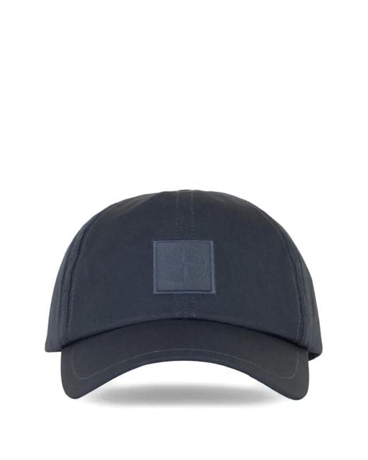Stone Island Blue 9100017 All-Weather Cotton Canvas S.I. Ghost Cap for men