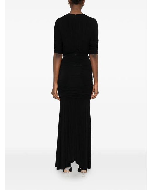 TOVE Black V-Neck Ruched Dress