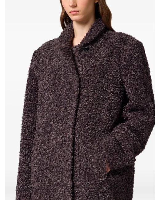 MSGM Red Scarf-Detail Bouclé-Effect Coat