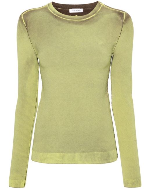 Acne Green Cut-out Fine-knit Top