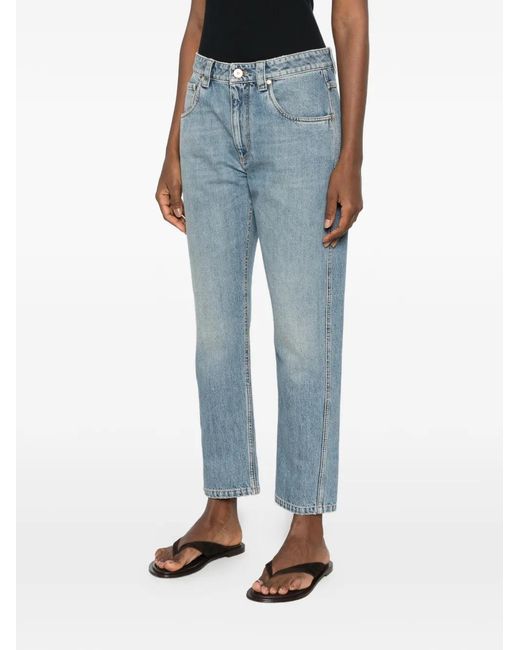 Brunello Cucinelli Blue Logo-Patch Jeans