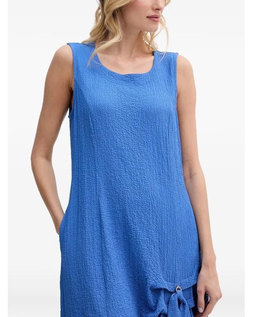 Joseph Ribkoff Blue Textured Bow-Detail Midi Dress