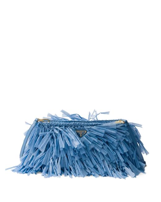 Prada Blue Medium Fringed Clutch Bag