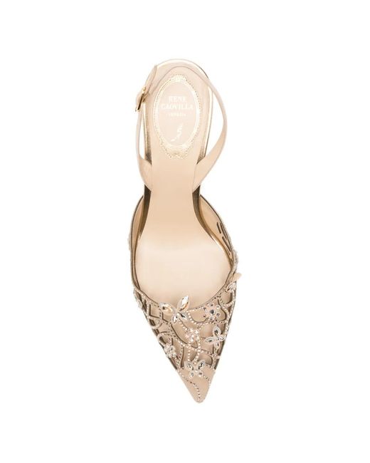 Rene Caovilla Natural Eden Crystal-Embellished Laser-Cut Pumps