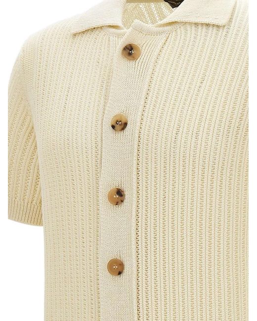 FILIPPO DE LAURENTIIS White Textured Knit Shirt for men