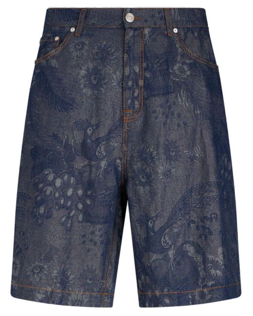 Etro Bermuda-Shorts aus Jacquard-Denim in Blue für Herren