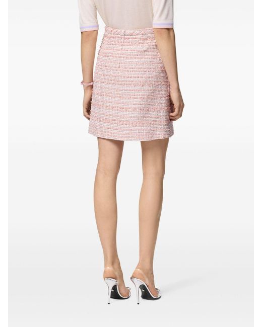 Versace Pink Medusa Head Plaque Tweed Skirt