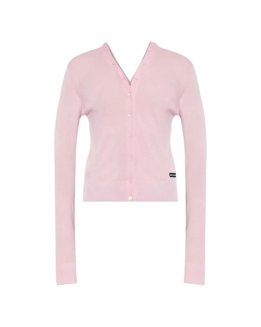 Alexander Wang Pink Logo-Patch Button-Up Cardigan