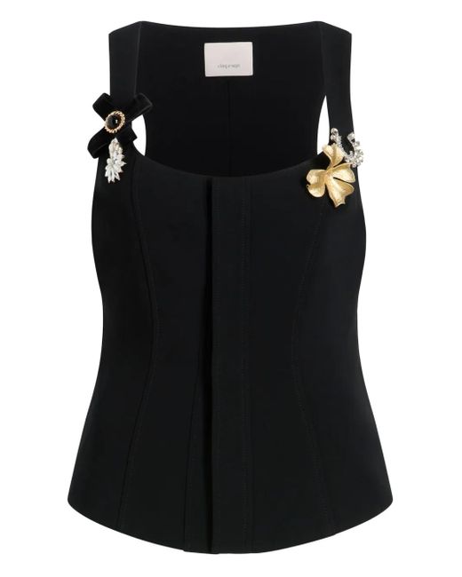 Cinq À Sept Black Aliana Embellishment Vest