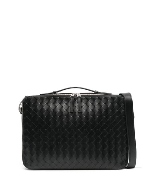 Bottega Veneta Small Getaway Leather Briefcase in het Black voor heren