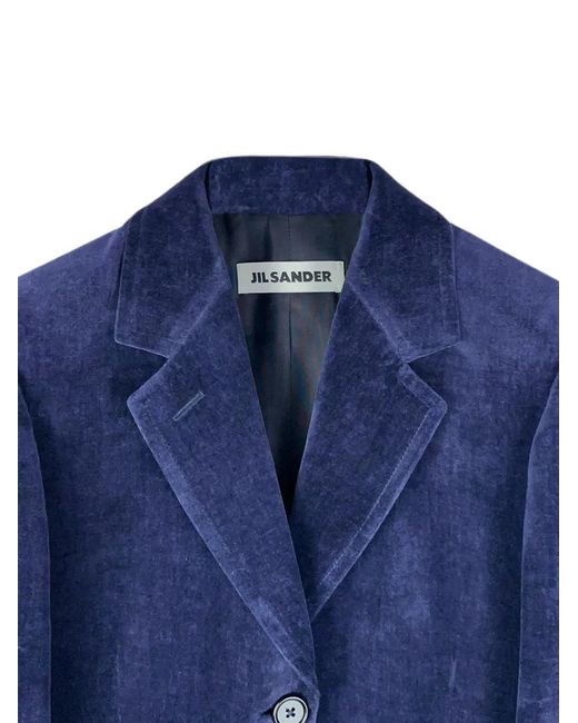 Jil Sander Blue Notched-Lapels Single-Breasted Jacket