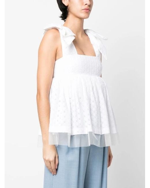 Viktor & Rolf White Flared Sleeveless Blouse