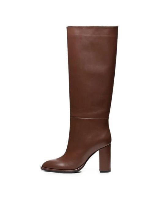 Poche Paris Brown Round-Toe Knee-High Boots