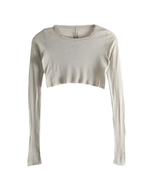 Rick Owens White Long-Sleeved Cropped Top