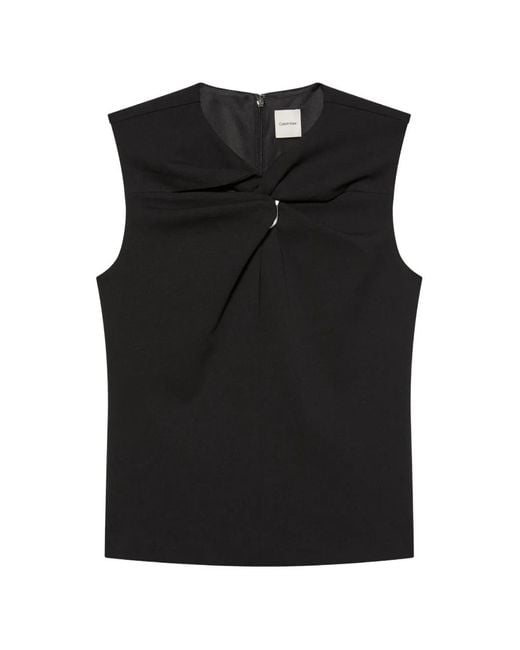Calvin Klein Black Crepe-Texture Top