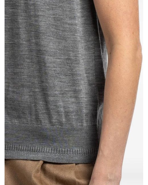 Another Tomorrow Gray Merino-Wool Top