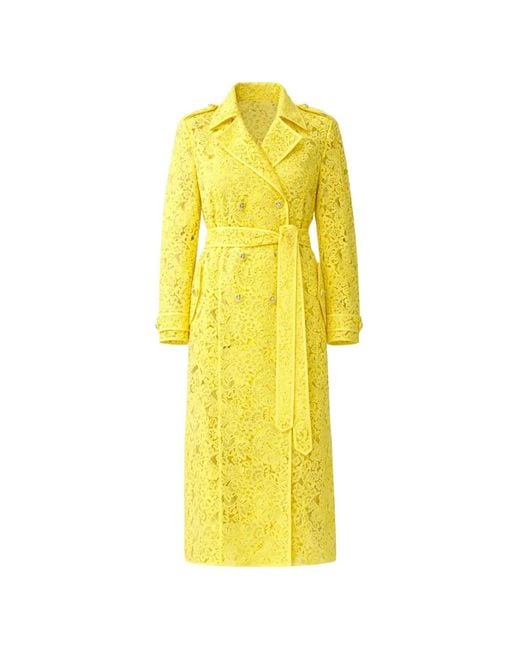 Camilla Yellow Lady Limonada Lace-Design Double-Breasted Trench Coat