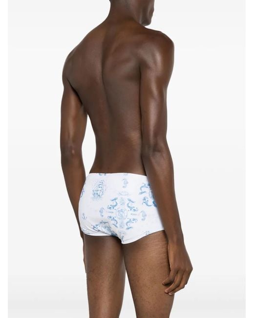 Amir Slama Blue Graphic-Print Swim Shorts for men